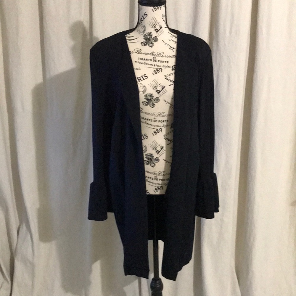 Black bell sleeve coat from Lane Bryant